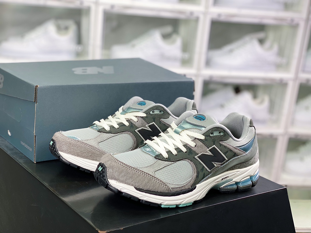 아트모스 x NB 뉴발란스 ML2002 시리즈 레트로 대디 스타일 캐주얼 스포츠 조깅화 다크 그레이 아쿠아 블루 마우스 M2002RAT 