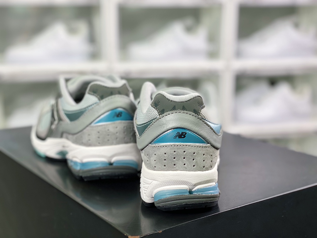 아트모스 x NB 뉴발란스 ML2002 시리즈 레트로 대디 스타일 캐주얼 스포츠 조깅화 다크 그레이 아쿠아 블루 마우스 M2002RAT 