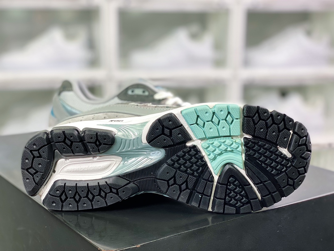 아트모스 x NB 뉴발란스 ML2002 시리즈 레트로 대디 스타일 캐주얼 스포츠 조깅화 다크 그레이 아쿠아 블루 마우스 M2002RAT 