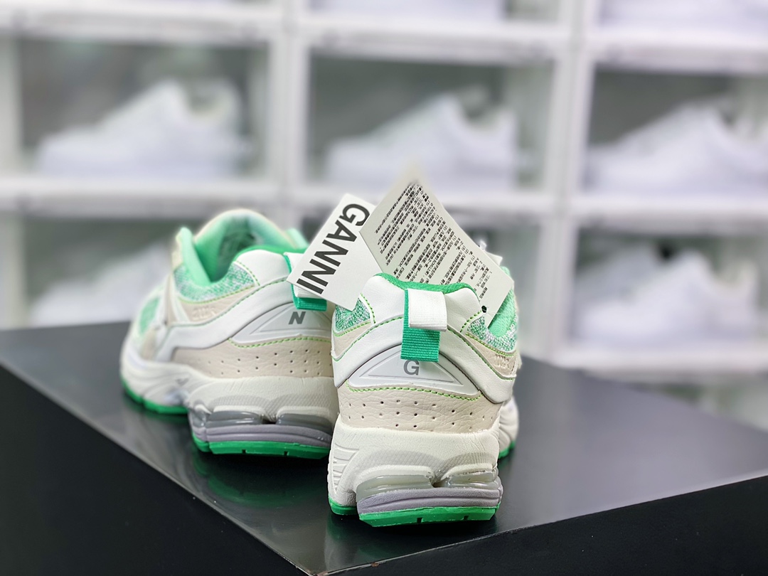 가니 x NB 뉴발란스 ML2002 시리즈 레트로 팝 스타일 캐주얼 스포츠 조깅화 베이지 그린 M2002RGC 