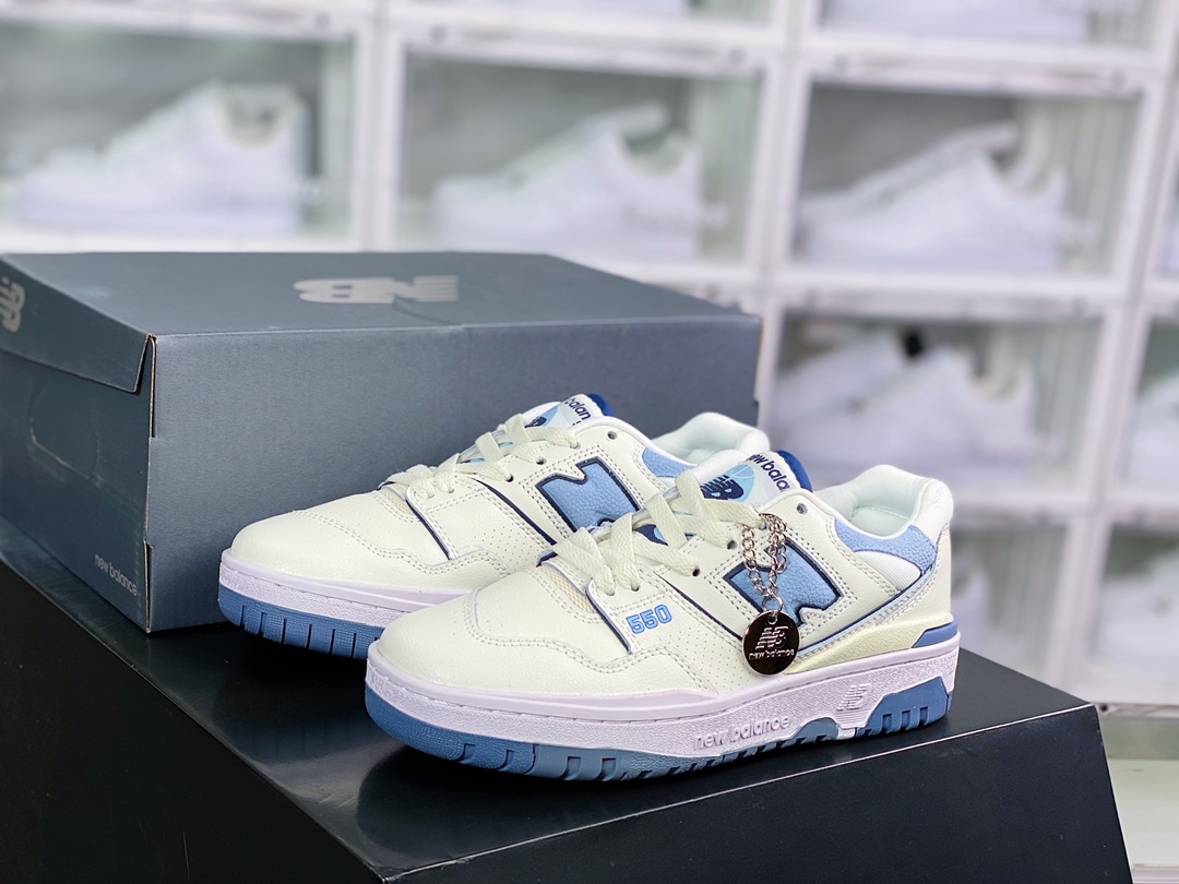 NB BB550 시리즈 클래식 레트로 로우탑 캐주얼 농구화 “가죽 밀크 화이트 워시드 블루 BB550PLA 바코드: tf1561