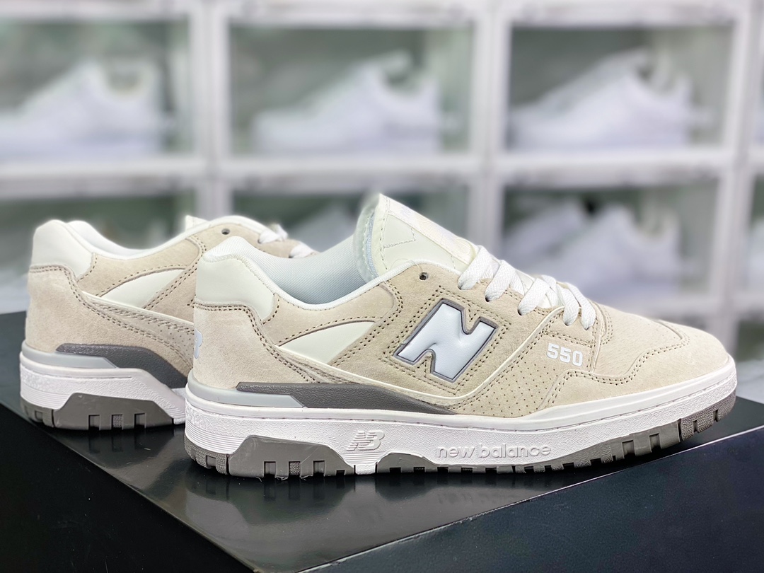 유나이티드 애로우즈 x NB BB550 시리즈 클래식 레트로 로우탑 캐주얼 운동화 스웨이드 크림 화이트 그레이 BB550UN1 