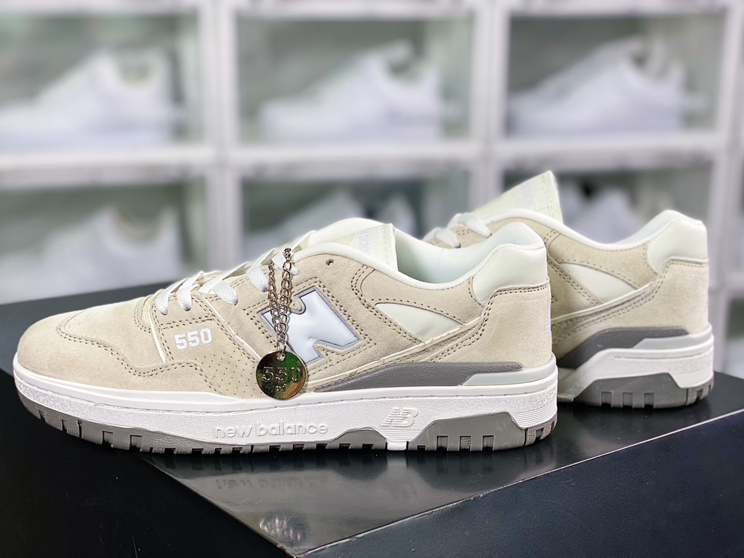 유나이티드 애로우즈 x NB BB550 시리즈 클래식 레트로 로우탑 캐주얼 운동화 스웨이드 크림 화이트 그레이 BB550UN1 