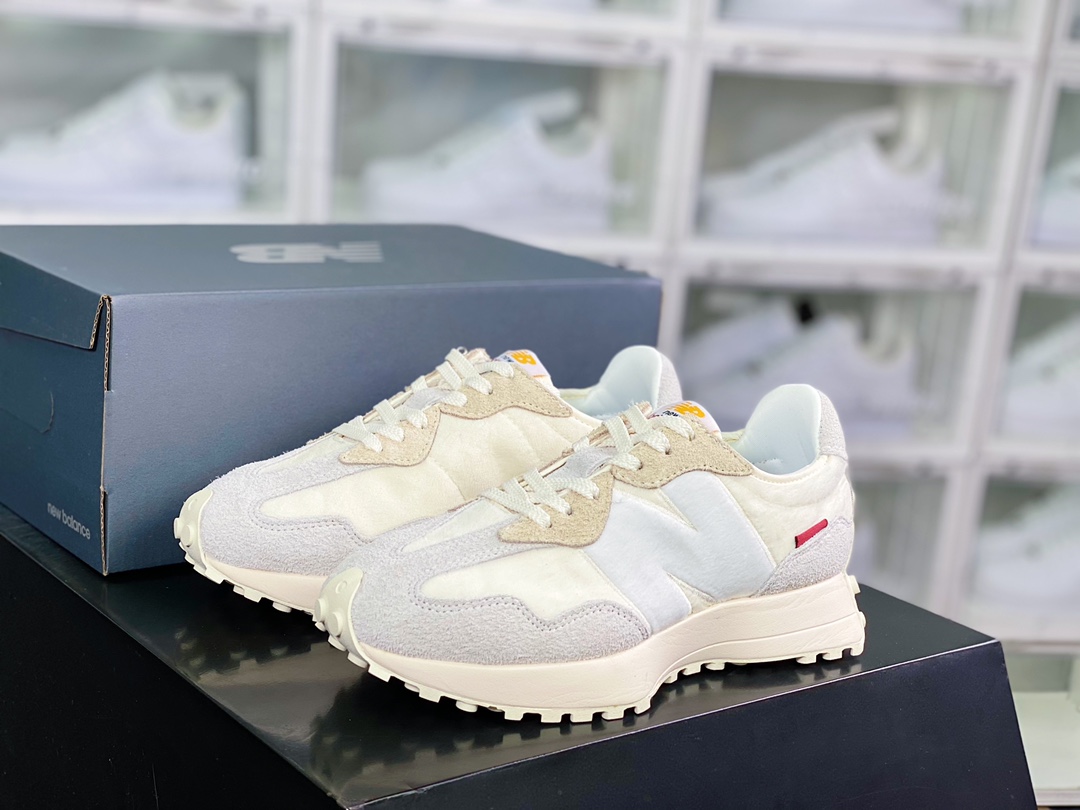 NBMS327 시리즈 로우탑 레트로 캐주얼 스포츠 조깅화 “라이트 그레이 플러시 크림 로고 MS327FG 사이즈: 36 37 37.5 38 38.5 39.5 40 