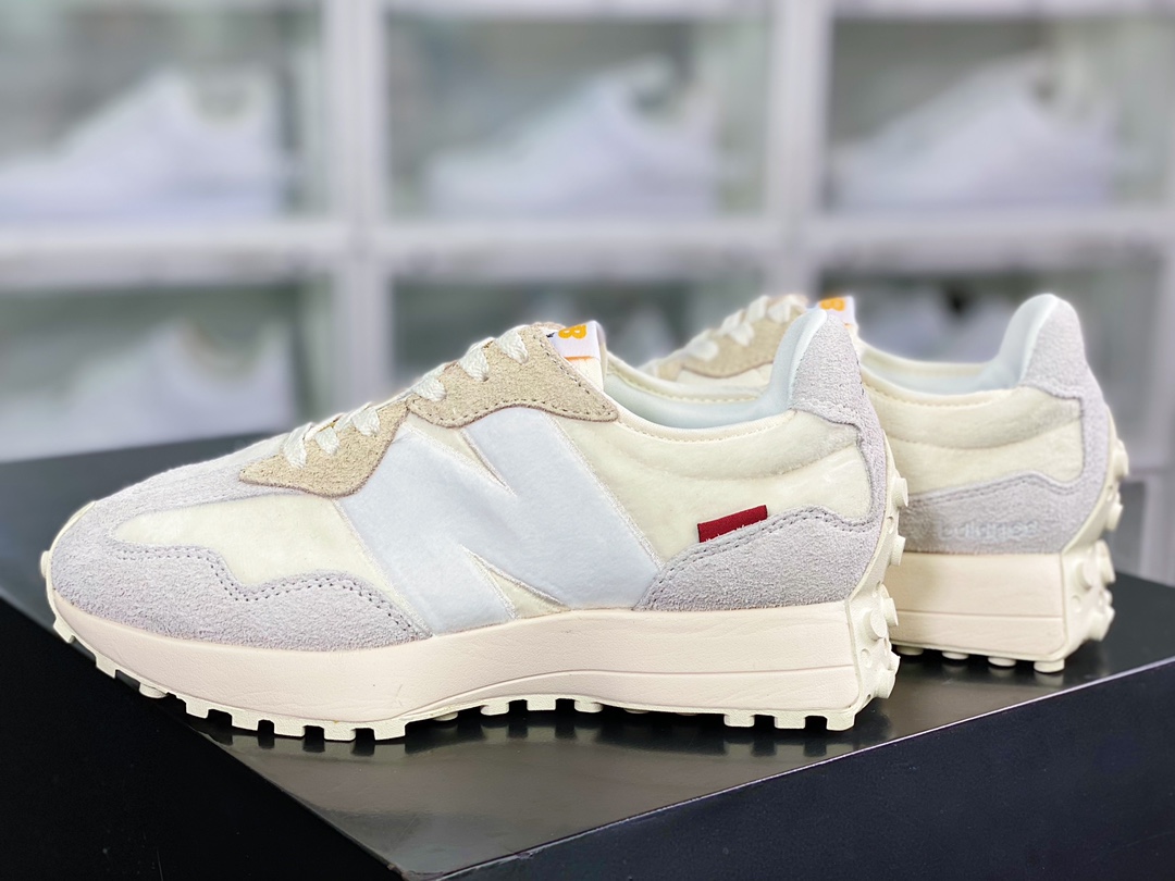 NBMS327 시리즈 로우탑 레트로 캐주얼 스포츠 조깅화 “라이트 그레이 플러시 크림 로고 MS327FG 사이즈: 36 37 37.5 38 38.5 39.5 40 