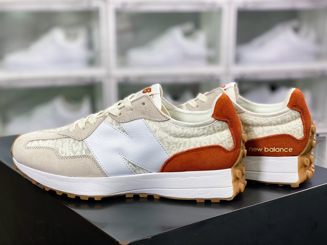 NB 뉴발란스 MS327 시리즈 레트로 캐주얼 스포츠 조깅화 “메쉬 자카드 라이트 카키 화이트 브라운 레드 MS327RA 