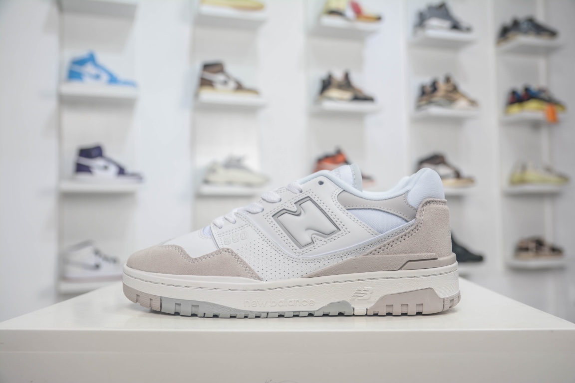 뉴발란스 BB550 퓨어 오리지널 시리즈 뉴발란스 가죽 유니섹스 캐주얼 러닝화 공식 아이템: BB550NCB 