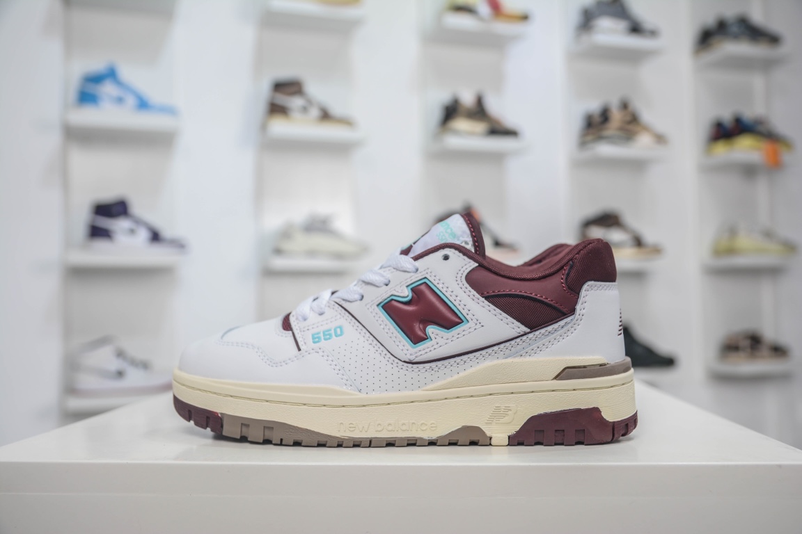 뉴발란스 BB550 시리즈 뉴발란스 가죽 유니섹스 캐주얼 러닝화 공식 아이템: BB550WBG
