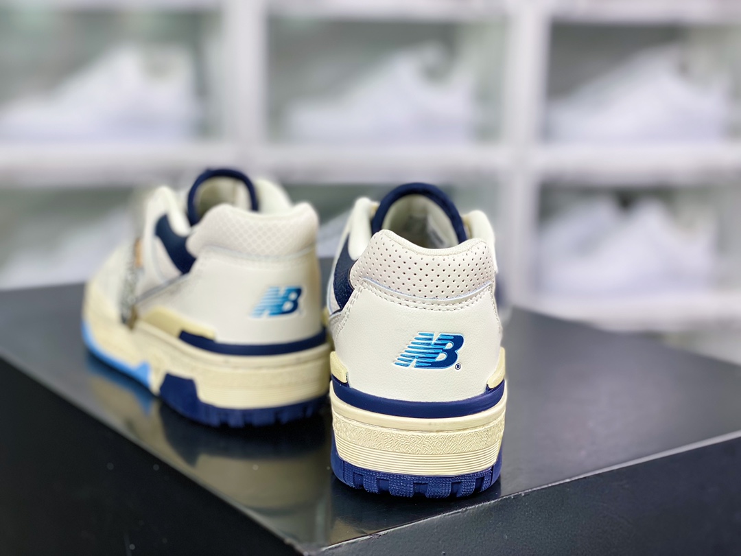 리치 폴 x NB BB550 시리즈 클래식 레트로 로우탑 캐주얼 스포츠 농구 보드 슈즈 레더 베이지 네이비 라이트 옐로우 BB550R 