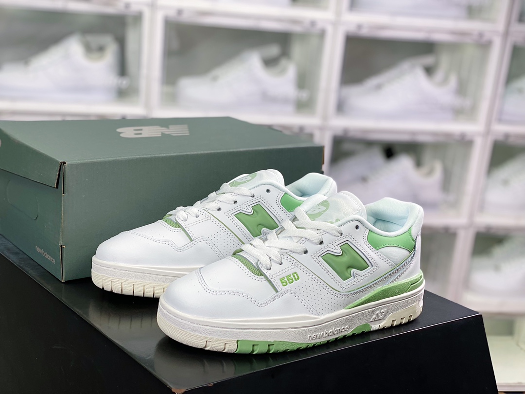 NB 뉴발란스 BB550 시리즈 클래식 레트로 로우탑 캐주얼 스포츠 농구화 “가죽 화이트 애플 그린 BB550FS1 