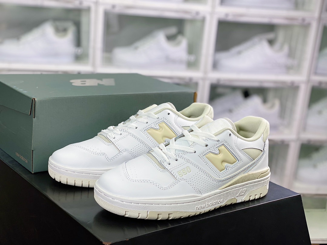 NB 뉴발란스 BB550 시리즈 클래식 레트로 로우탑 캐주얼 농구화 “가죽 화이트 크림 옐로우 BBW550WS 