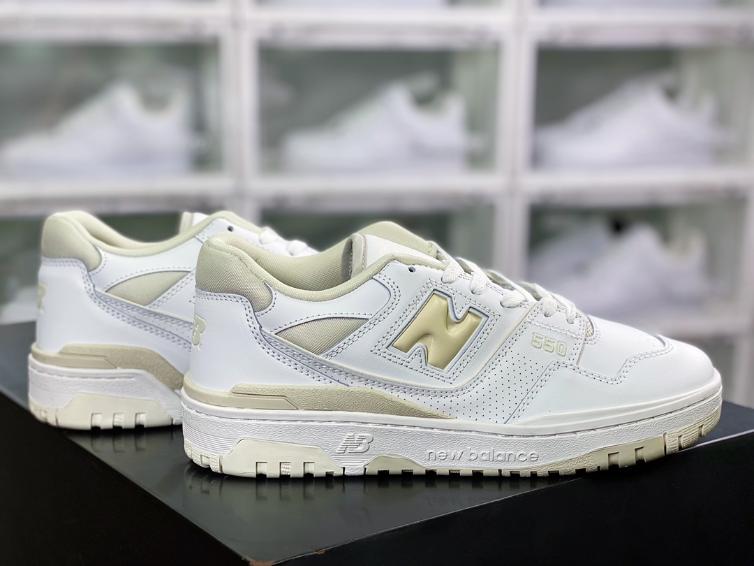 NB 뉴발란스 BB550 시리즈 클래식 레트로 로우탑 캐주얼 농구화 “가죽 화이트 크림 옐로우 BBW550WS 