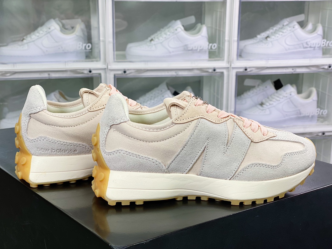 뉴발란스 MS327스페셜 에디션 레트로 캐주얼 스포츠 조거 “메쉬 자카드 라이트 카키 화이트 브라운 레드 MS327RA 