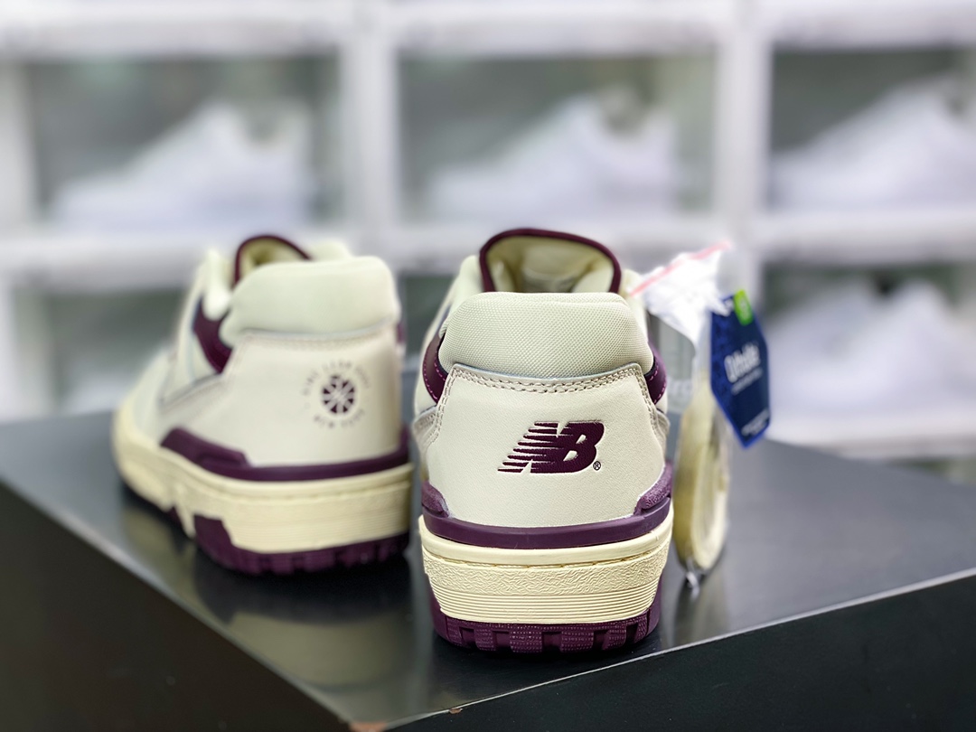 뉴발란스 농구 유니폼 시리즈 클래식 레트로 로우탑 캐주얼 농구화 “가죽 밀크 화이트 딥 그레이프 퍼플 BB550AR1 
