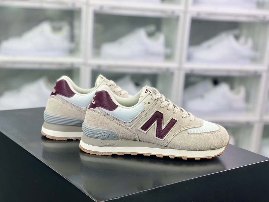 NB 뉴발란스 ML574 클래식 레트로 캐주얼 스포츠 조깅화 텀블 라이트 그레이 화이트 와인 레드 WL574RCF 사이즈: