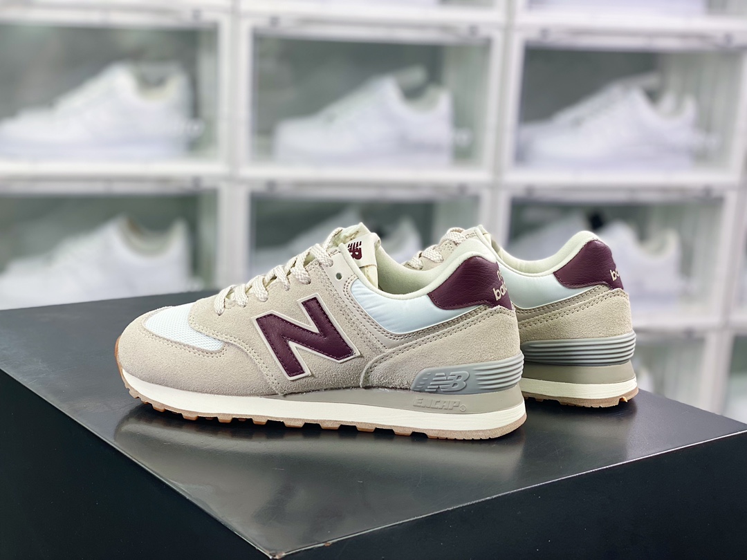 NB 뉴발란스 ML574 클래식 레트로 캐주얼 스포츠 조깅화 텀블 라이트 그레이 화이트 와인 레드 WL574RCF 사이즈: