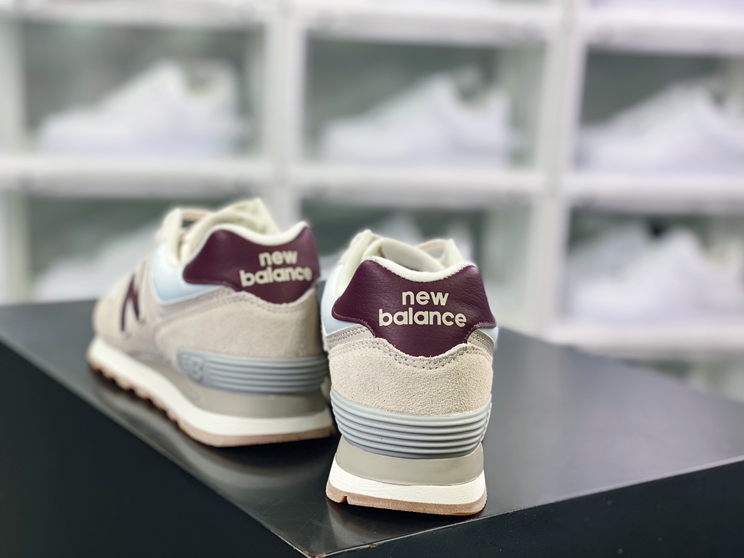 NB 뉴발란스 ML574 클래식 레트로 캐주얼 스포츠 조깅화 텀블 라이트 그레이 화이트 와인 레드 WL574RCF 사이즈: