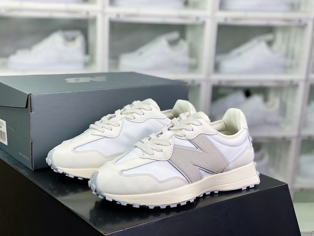 NB 뉴발란스 MS327 시리즈 레트로 캐주얼 스포츠 조깅화 “가죽 크림 화이트 그레이 MS327WP 