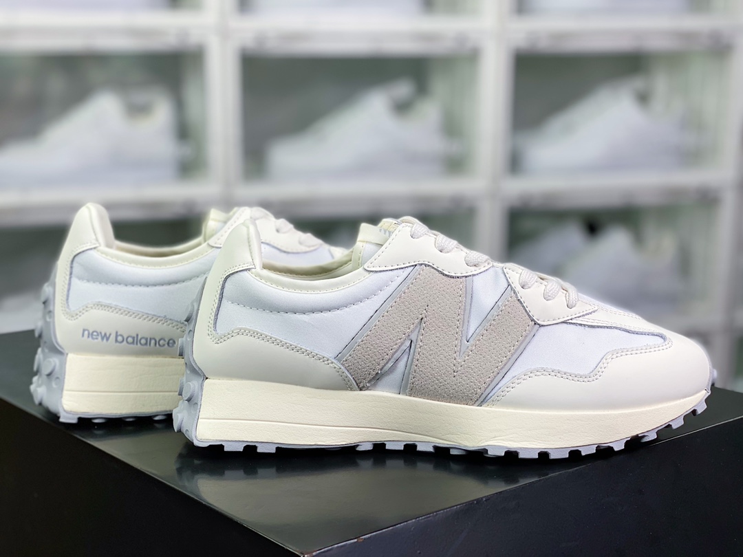 NB 뉴발란스 MS327 시리즈 레트로 캐주얼 스포츠 조깅화 “가죽 크림 화이트 그레이 MS327WP 