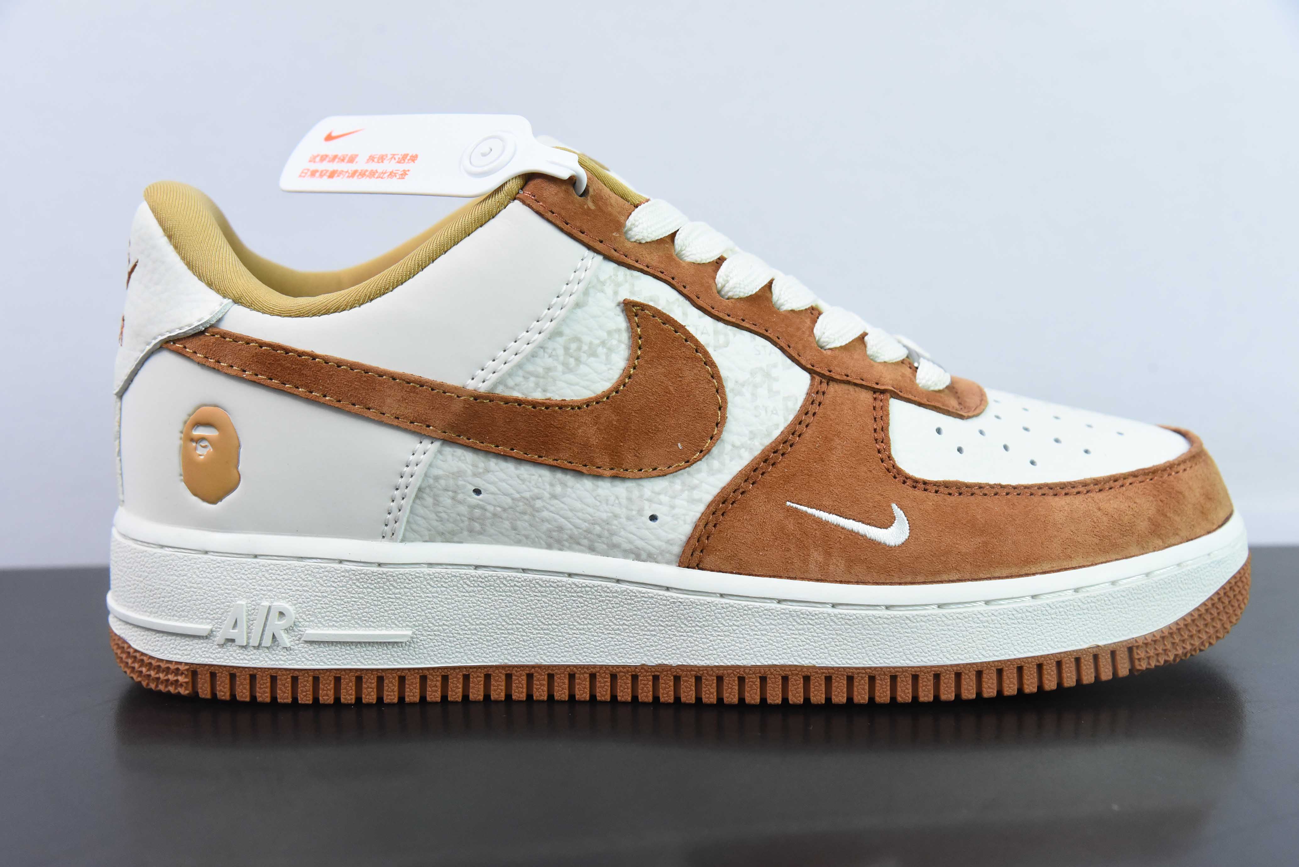 Nk 에어 포스 107 로우 베이프 공동 브랜드 - 베이지 체스트넛 옐로우 피그 에잇 에어 포스 1 로우 캐주얼 보드숏 아이템: BA8806-847 사이즈: 36-44
