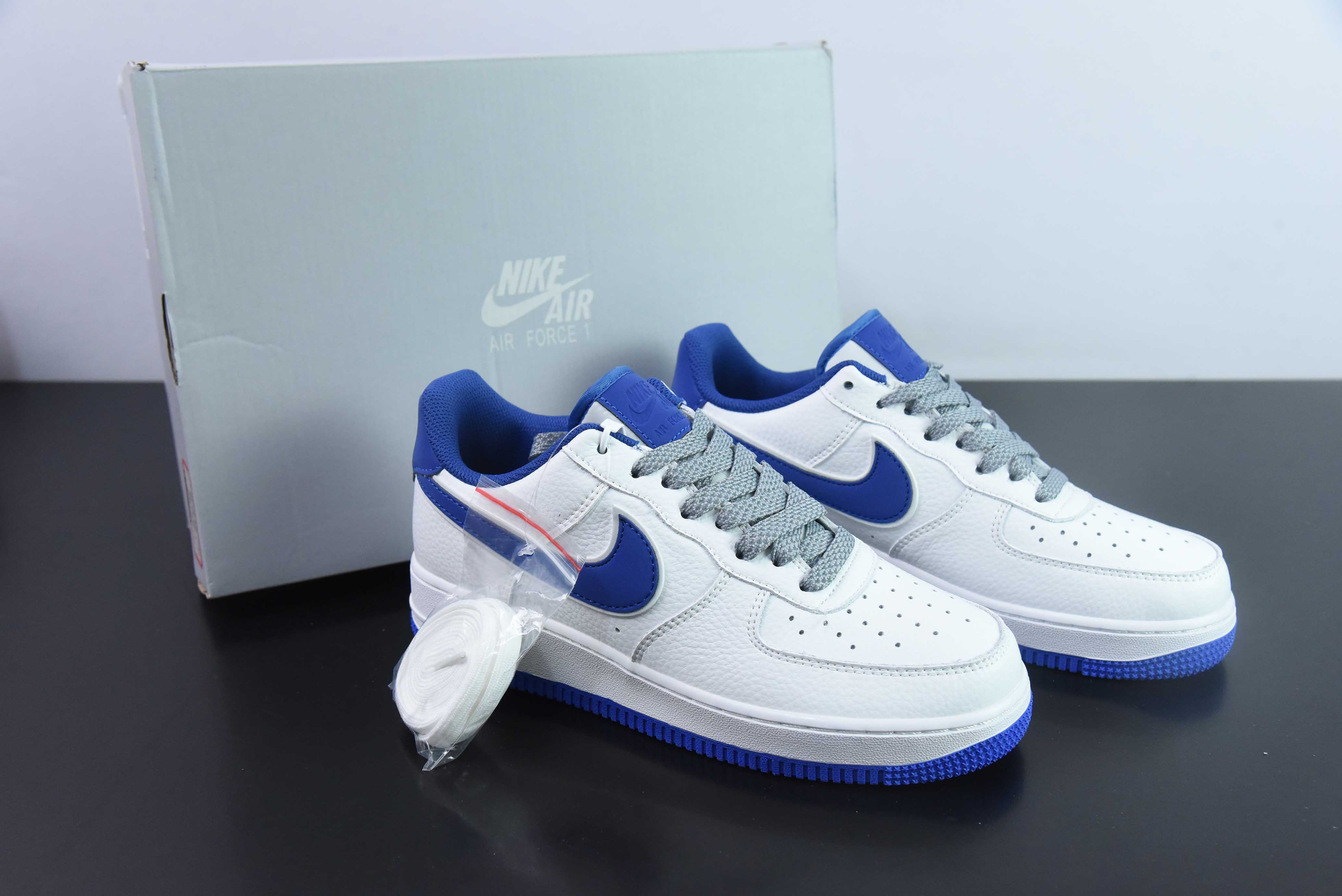 나이키 에어 포스 1 07 클래식 화이트 & 블루 스타 에어 포스 1 로우탑 캐주얼 슈즈 아이템: LS0216-023 사이즈: 36-44