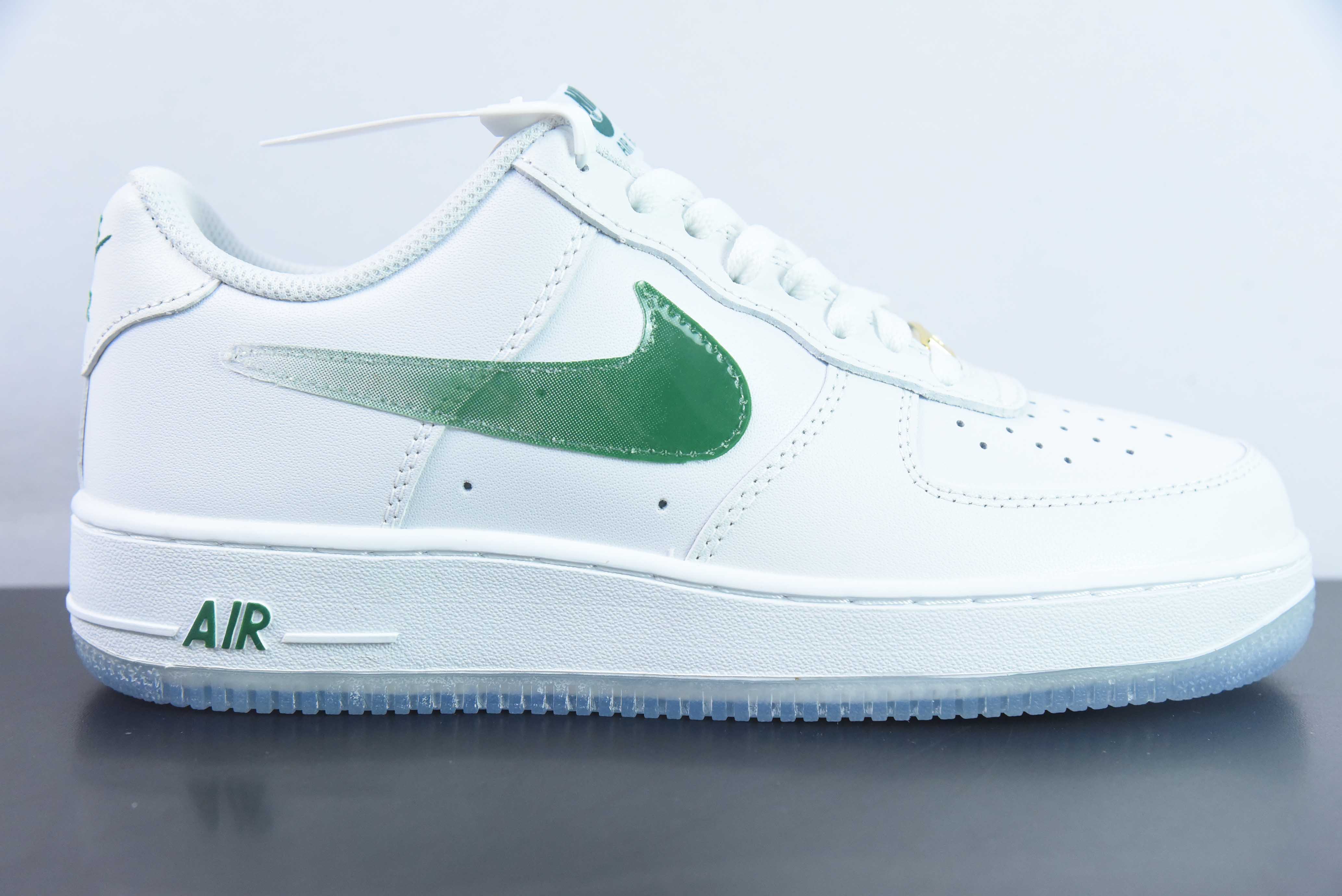 NK 바이 유 에어 포스 107 로우 레트로 SP 에어 포스 원 로우 탑 클래식 매칭 캐주얼 스니커즈 가죽 화이트 다크 그린 그라데이션 후크 C03363-369 사이즈: 36-44