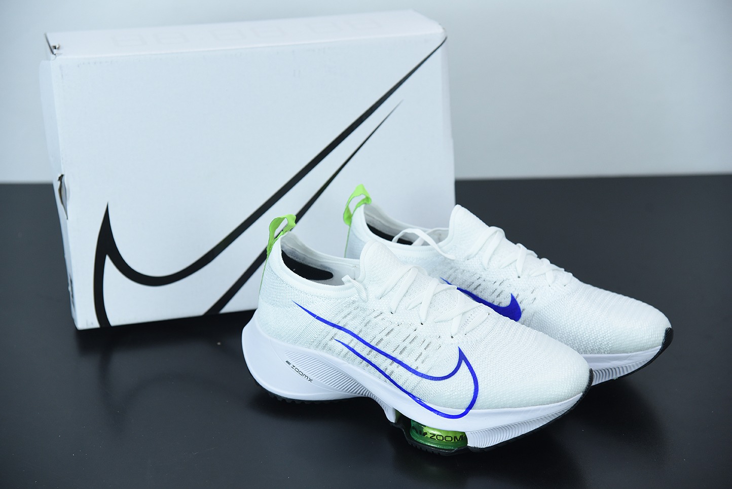 NK 에어 줌 알파플라이 NEXT% 에어 쿠션 마라톤 화이트 블루 그린 상품 번호: CI9923-103 사이즈: 36-47.5