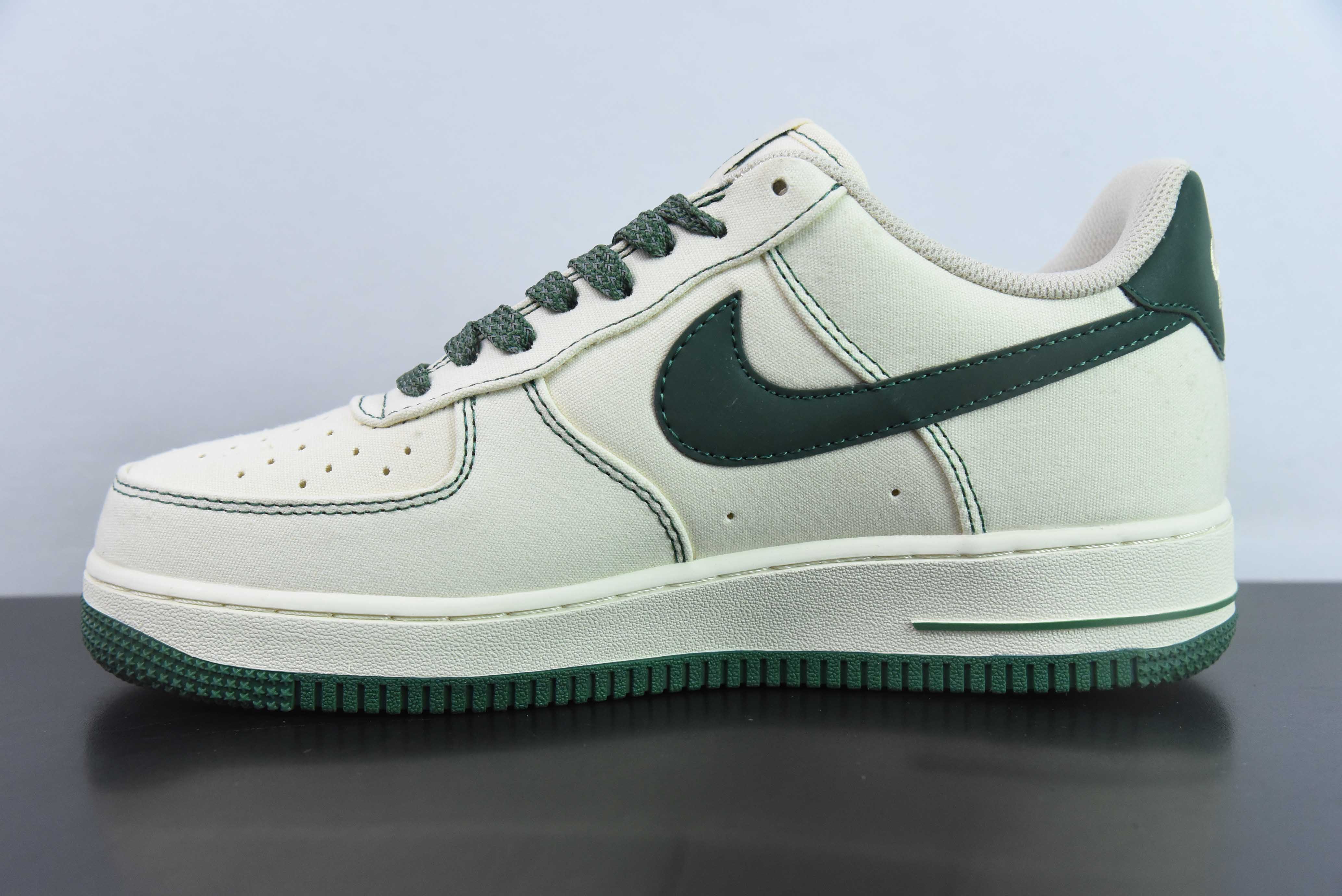 나이키 에어 포스 1 07 베이지 그린 패브릭 에어 포스 원 로우 탑 캐주얼 보드 슈즈 아이템: TQ1456-266 사이즈: 36-44