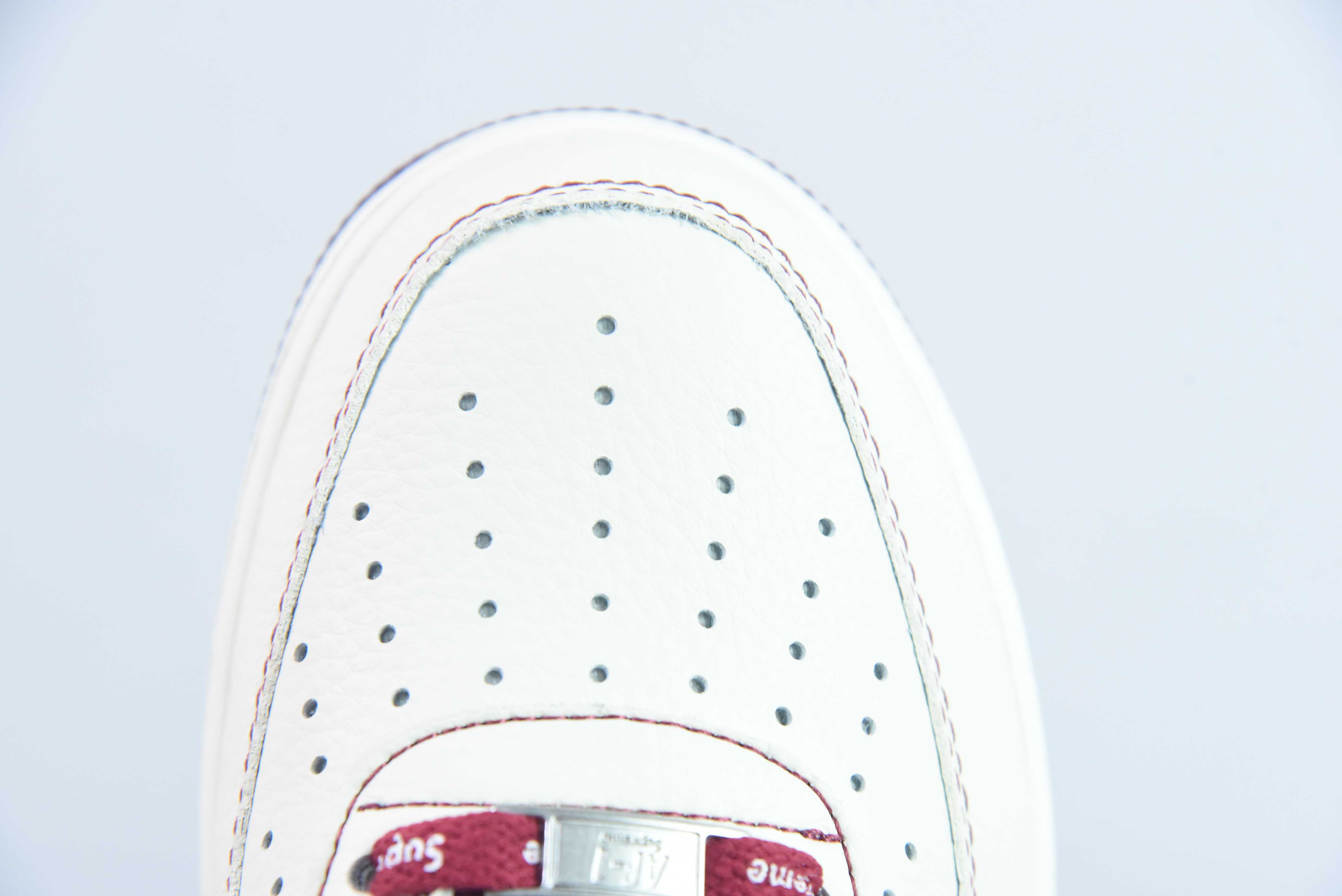 슈프림 x NK 에어 포스 107 로우 LV8 버건디 공동 브랜드 에어 포스 원 로우탑 캐주얼 스니커즈 아이템 번호: SU0220-013 사이즈: 36-44