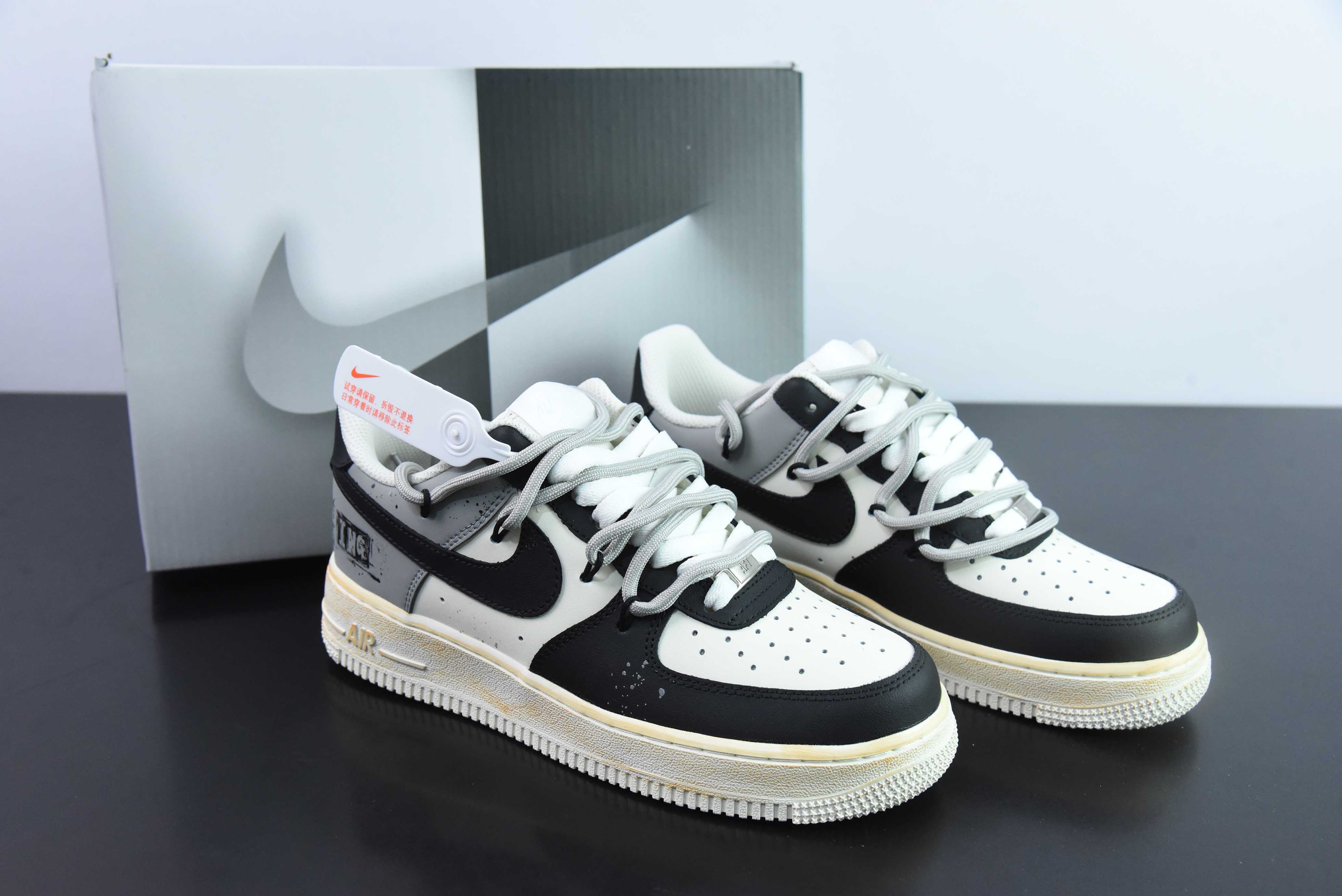 Nk 에어 포스 107 로우 공식 커스텀 보조 테마 핸드 페인팅 에어 브러시 에어 포스 1 레이스 업 로우 탑 캐주얼 스니커즈 아이템 : ZH0316-015 사이즈 : 36-44