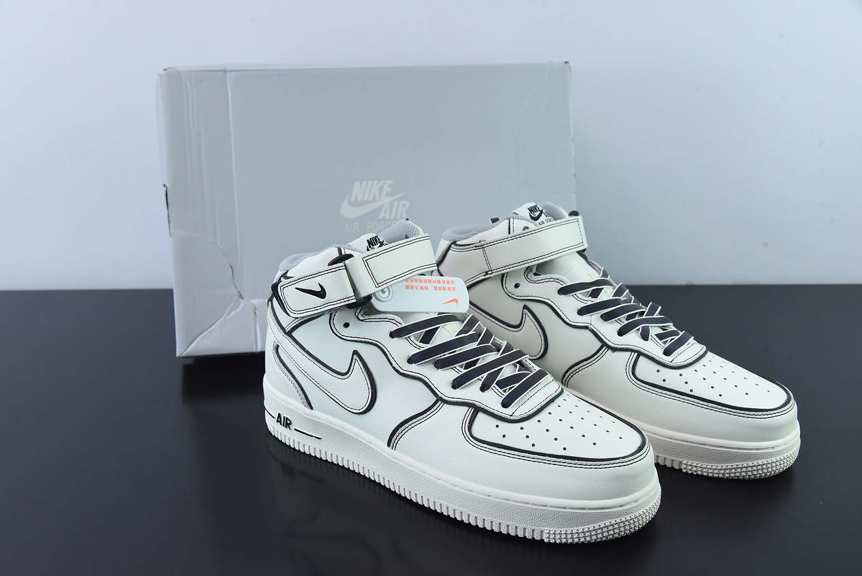 NK 에어 포스 107 미드 레이저 베이지 3M 리플렉티브 미드탑 캐주얼 스니커즈 아이템: AQ2898-008 사이즈: 36-44