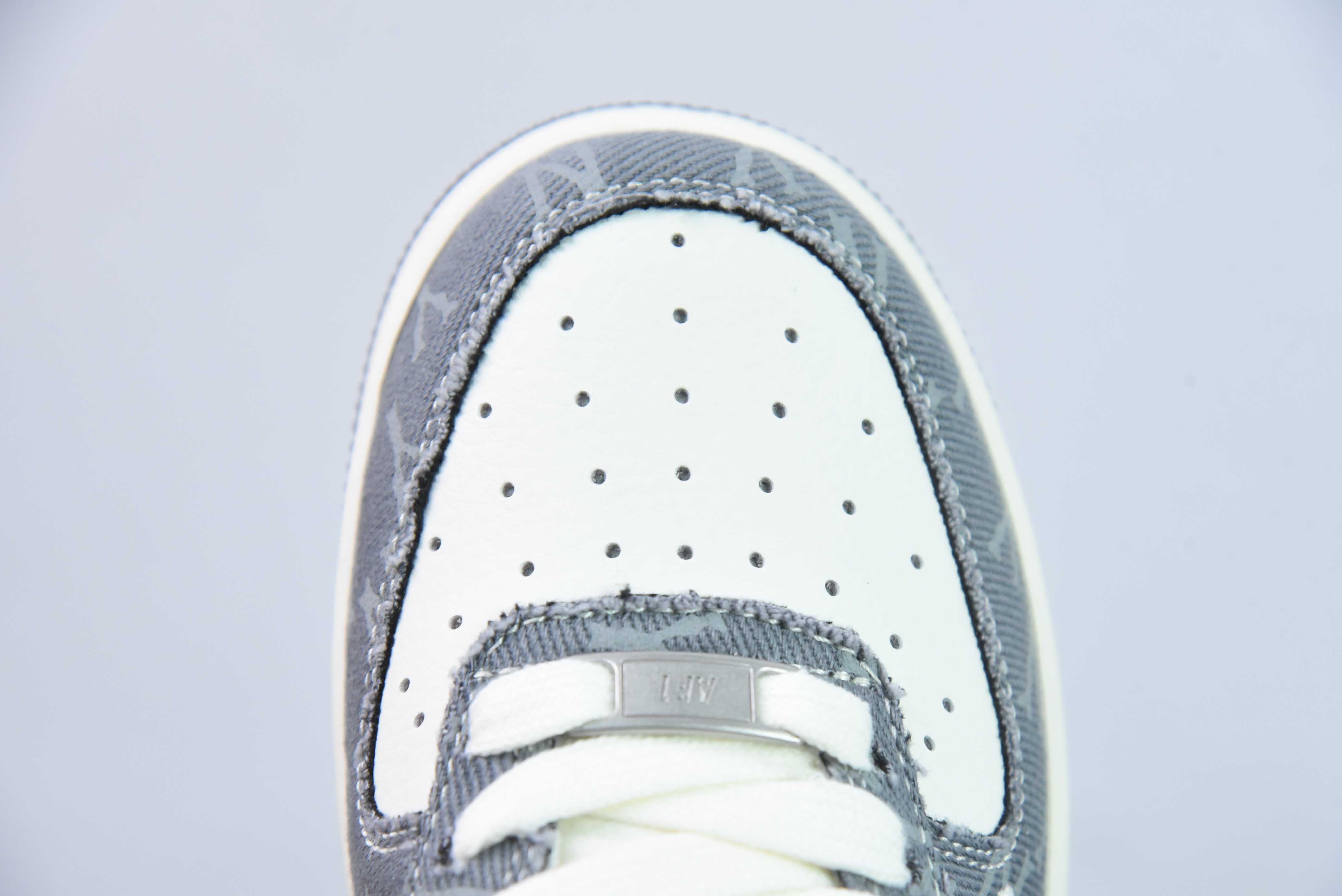 Nk 에어 포스 107 로우 LV 공동 브랜드 - 그레이 더블 후크 에어 포스 1 로우 캐주얼 스니커즈 아이템: HD1968-030 사이즈: 36-44