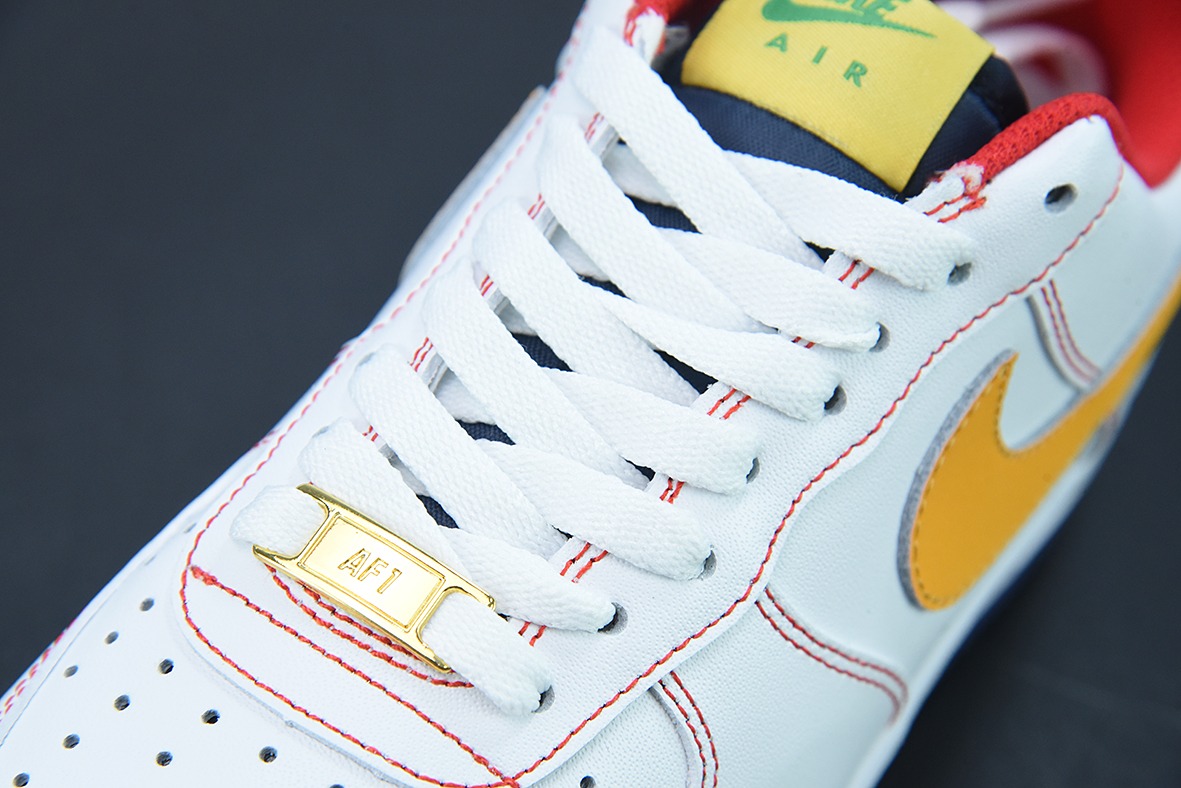 나이키 에어 포스 1 07 로우 가죽 화이트 오렌지 후크 에어 포스 1 로우탑 캐주얼 슈즈 아이템: AF1234-010 사이즈: 36-44