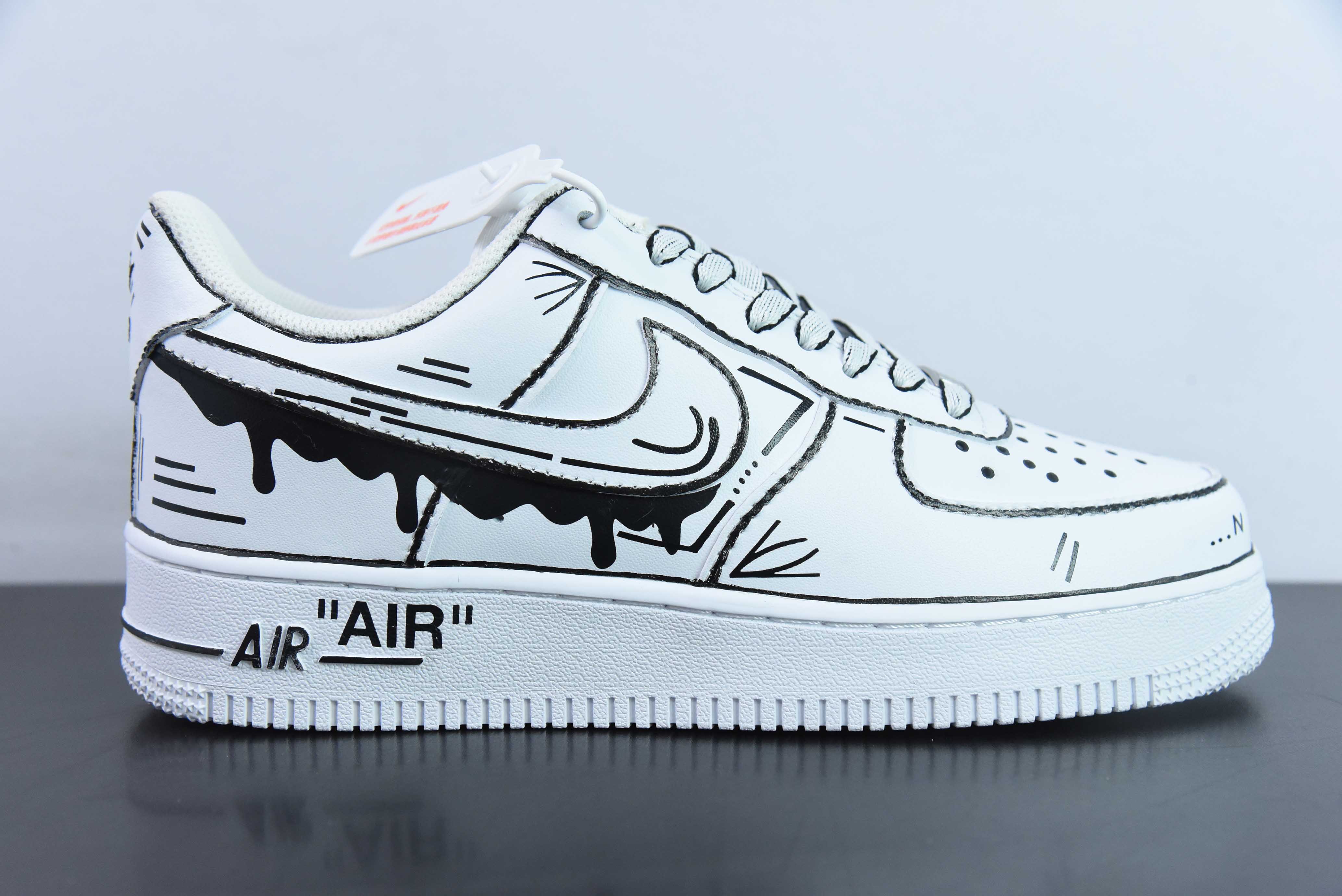 Nk 에어 포스 1 07 로우 보조 흑백 핸드 페인팅 푸 리우 오일 에어 포스 1 로우 캐주얼 슈즈 아이템 번호 : CW2288-811 사이즈 : 36-44