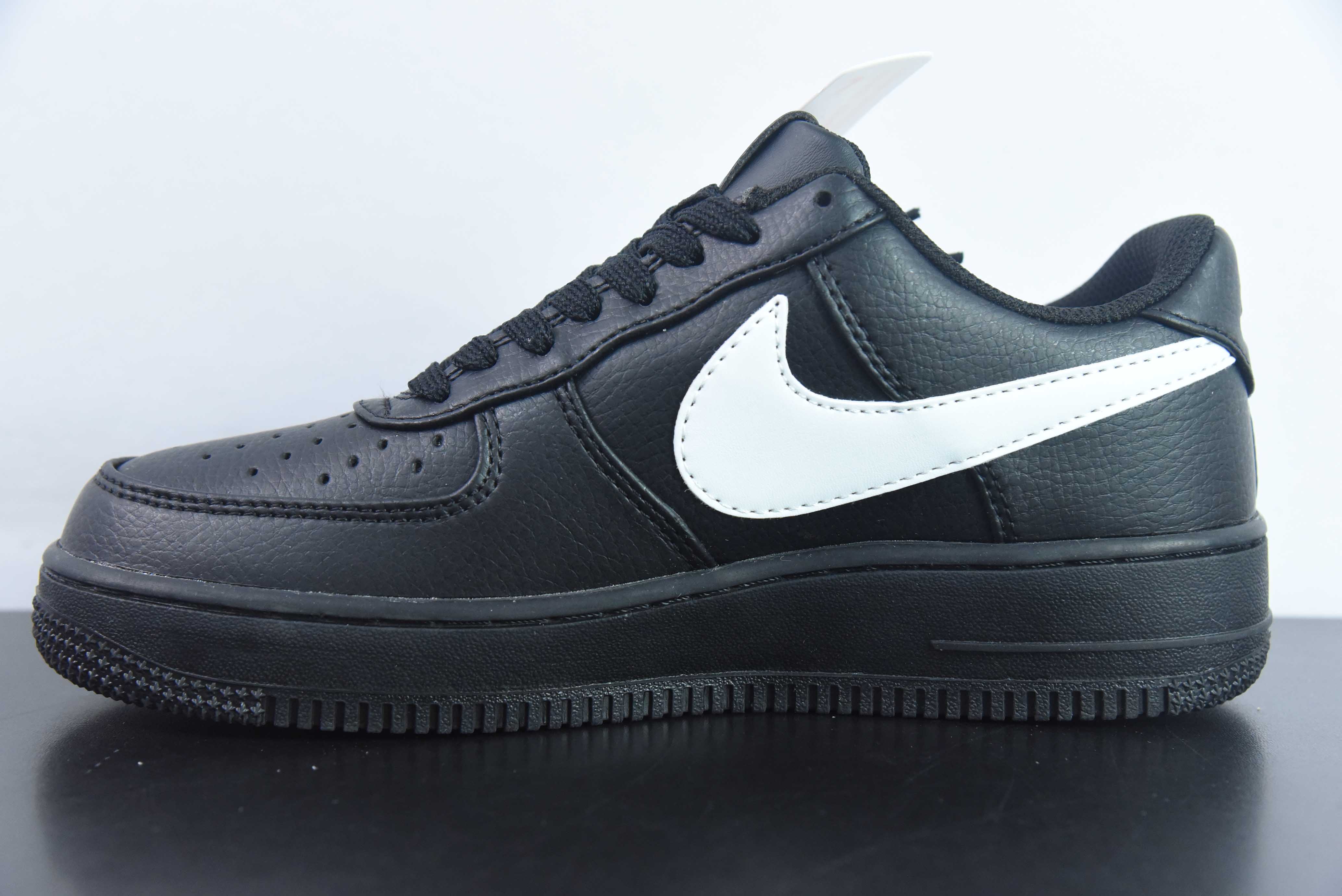 나이키 에어 포스 107 로우 에어 포스 원 시리즈 가죽 화이트 블랙 증폭 후크 CI9553-001 사이즈: 36-44