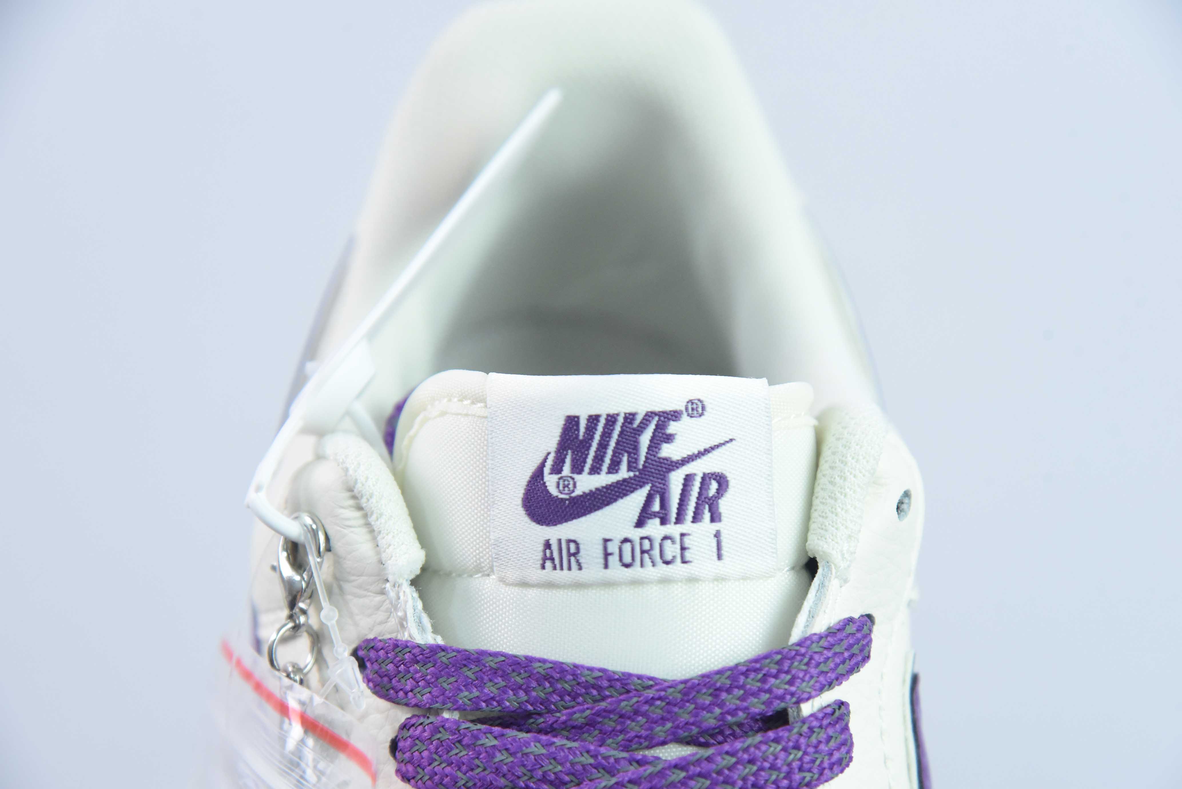 나이키 에어 포스 1 AF1 에어 포스 1/로우탑 화이트 퍼플 실버 엣지 자수 제품 번호: JJ0253-010 사이즈: 36-44