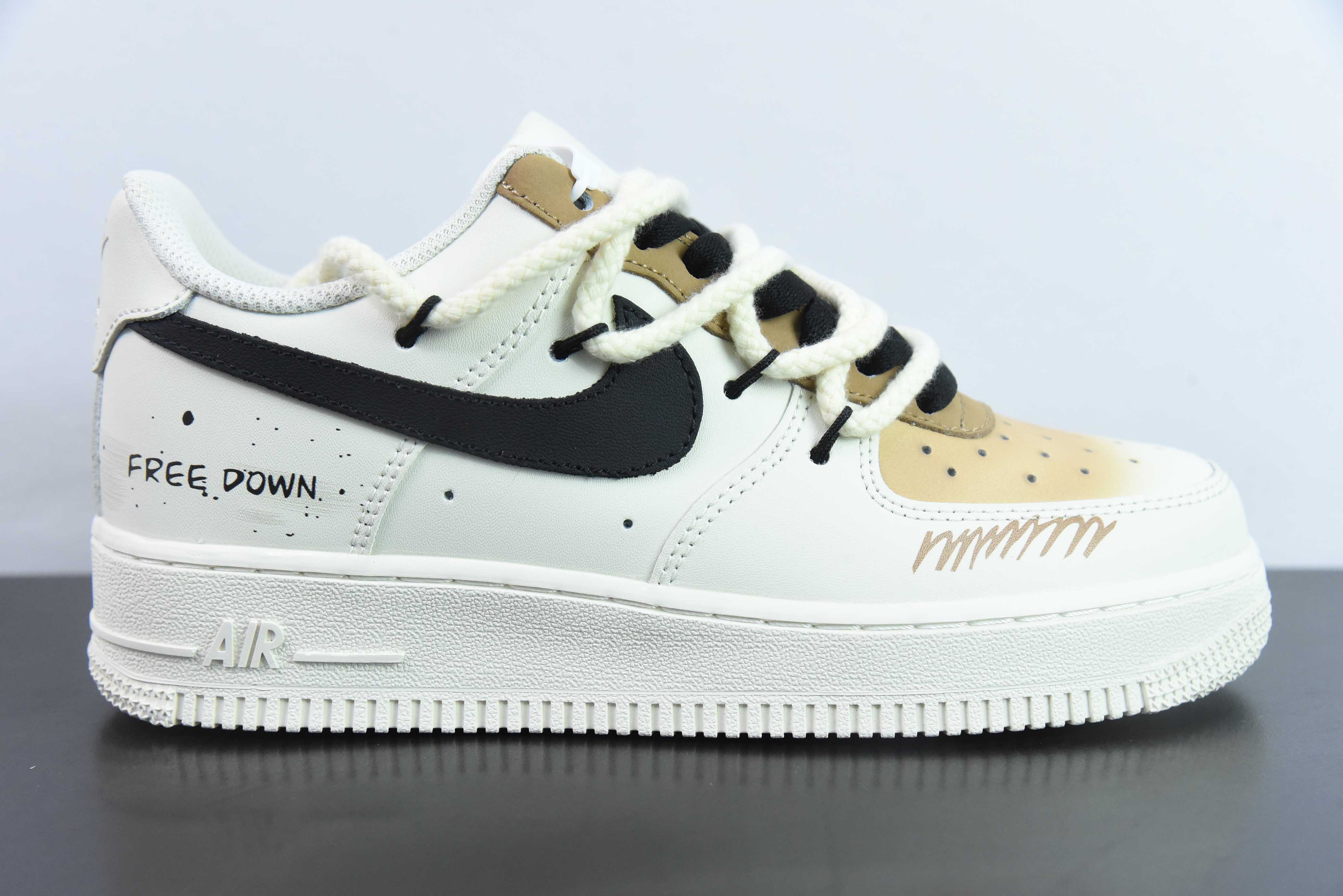 Nk 에어 포스 107 로우 보조 테마 카푸치노 에어브러시 에어 포스 1 레이스업 로우탑 캐주얼 스니커즈 아이템: ZH0316-019 사이즈: 36-44