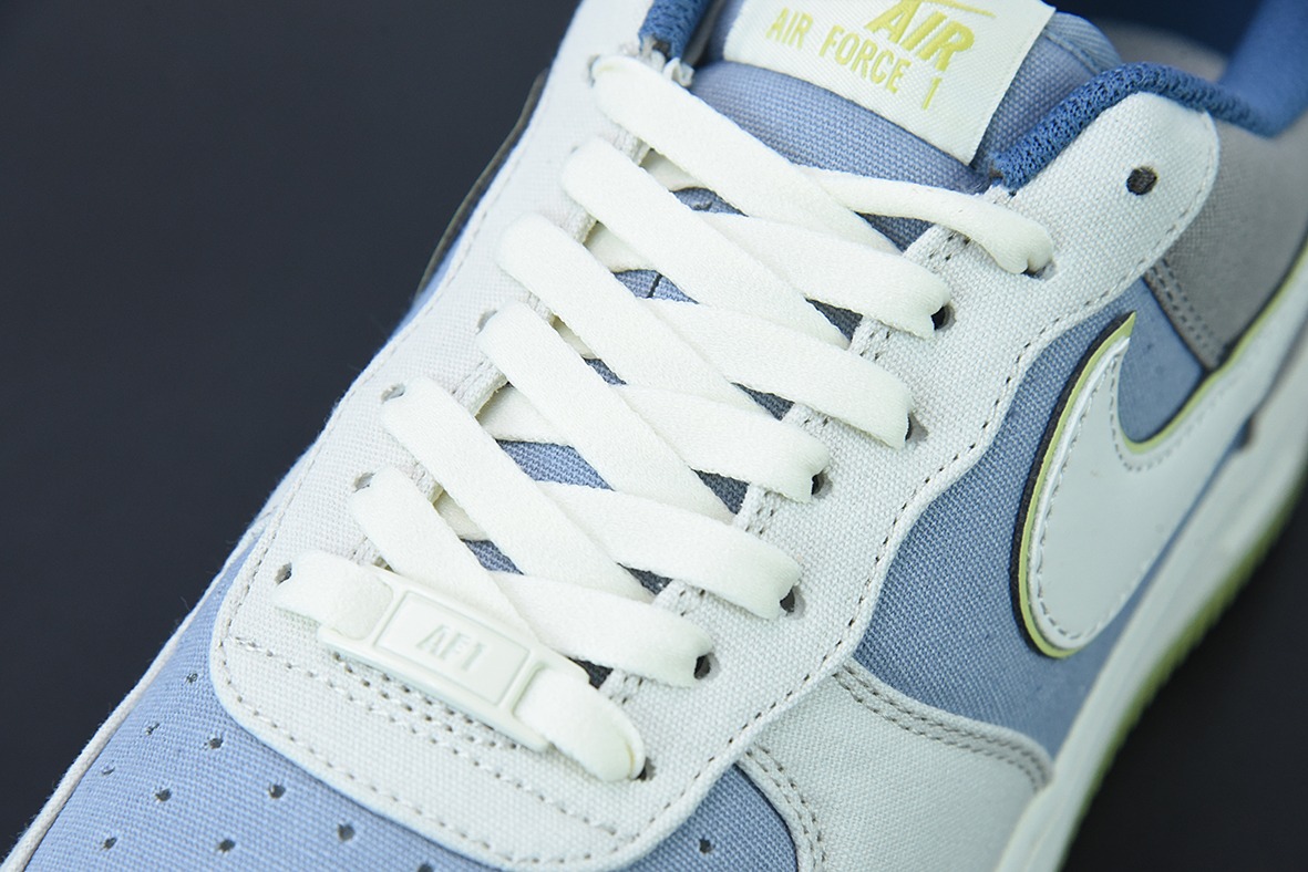 NK 에어 포스 1 07 블루 그린 패브릭 에어 포스 원 로우 탑 캐주얼 스니커즈 사이즈: DG2296-025 사이즈: 36-44