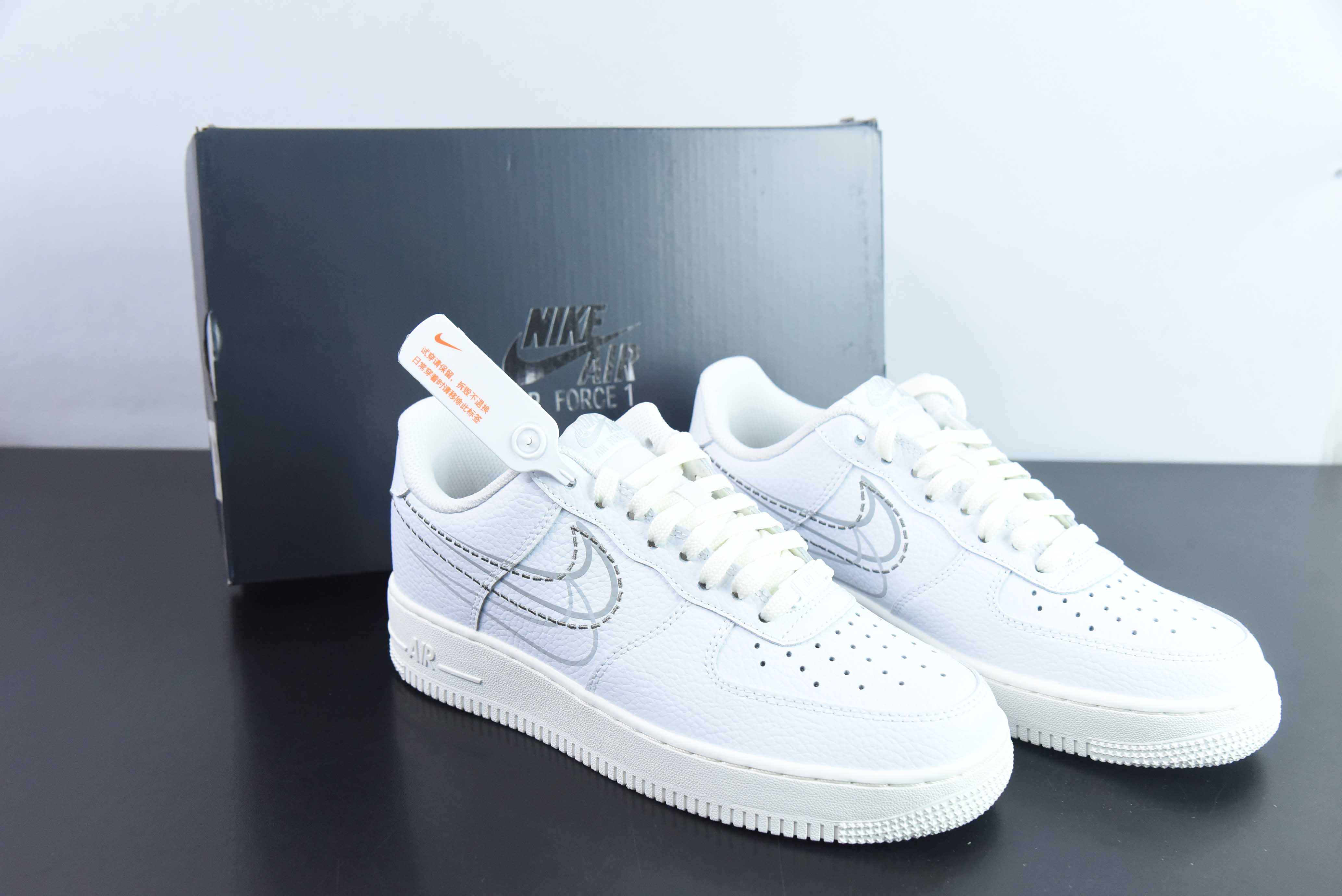 나이키 에어 포스 1 로우 07 도트 라인 쓰리후크 화이트 캐주얼 슈즈 아이템: FV0951-100 사이즈: 36-44