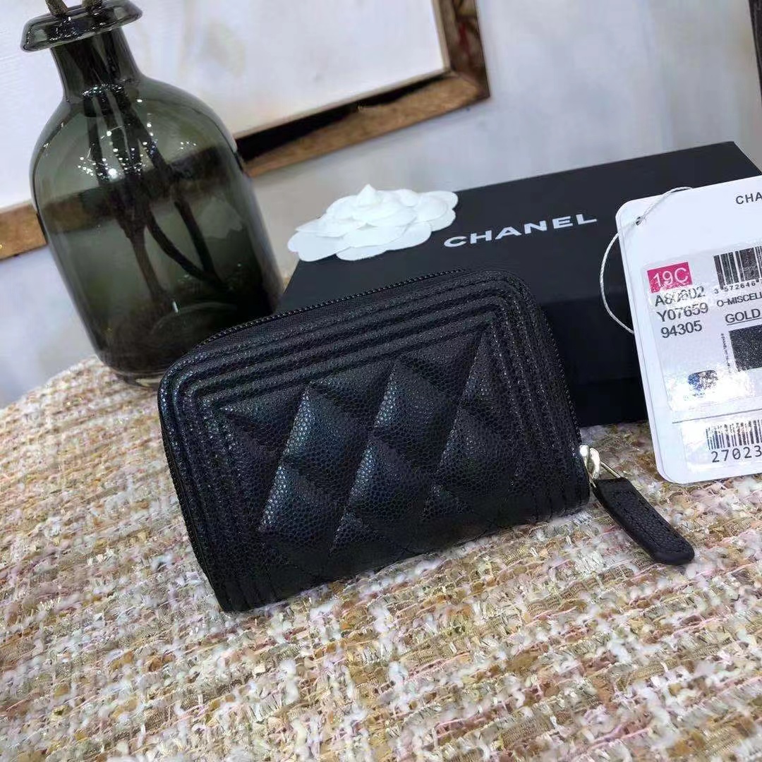 Chanel 샤넬 캐비어 보이 지퍼 카드지갑