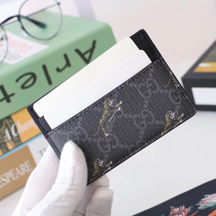 Gucci 2020 PVC & Leather Card Purse 523685 - 구찌 2020 남여공용 PVC & 레더 카드 퍼스 GUW0132.Size(10cm).블랙