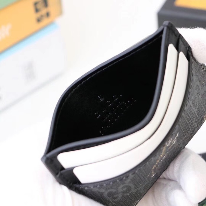 Gucci 2020 PVC & Leather Card Purse 523685 - 구찌 2020 남여공용 PVC & 레더 카드 퍼스 GUW0132.Size(10cm).블랙