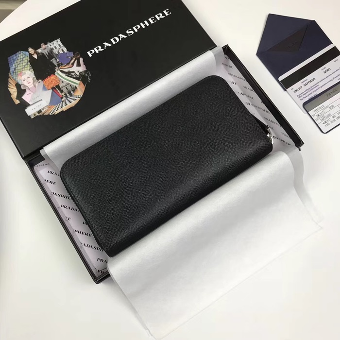 Prada 2020 Saffiano Mens Zip Round Wallet, 2ML317 - 프라다 2020 사피아노 남성용 지퍼 라운드 장지갑,PRAW0150,20CM.블랙,블루