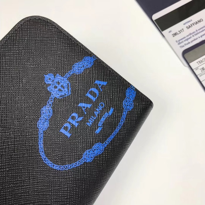 Prada 2020 Saffiano Mens Zip Round Wallet, 2ML317 - 프라다 2020 사피아노 남성용 지퍼 라운드 장지갑,PRAW0150,20CM.블랙,블루