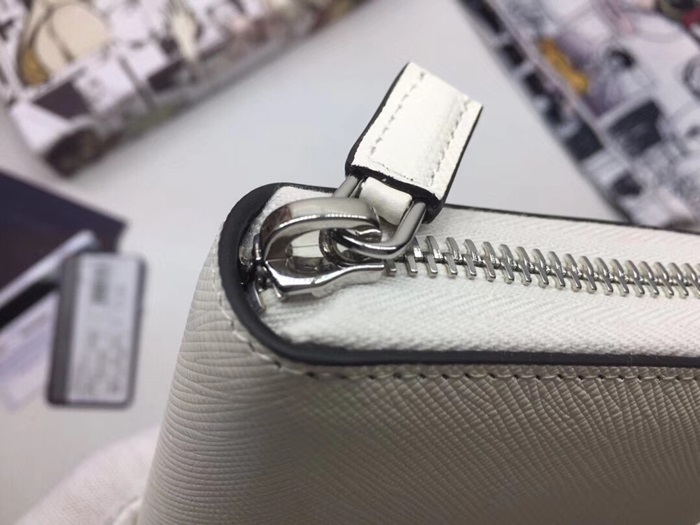 Prada Saffiano Mens Zip Round Wallet, 2ML317 - 프라다 2020 사피아노 지퍼 라운드 장지갑,PRAW0152,20CM.화이트,네이비