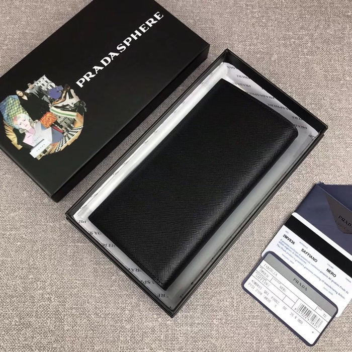 Prada 2020 Saffiano Mens Wallet, 2MV836 - 프라다 2020 사피아노 남성용 장지갑,PRAW0154,19CM.블랙