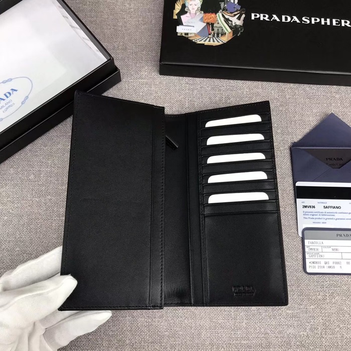 Prada 2020 Saffiano Mens Wallet, 2MV836 - 프라다 2020 사피아노 남성용 장지갑,PRAW0154,19CM.블랙
