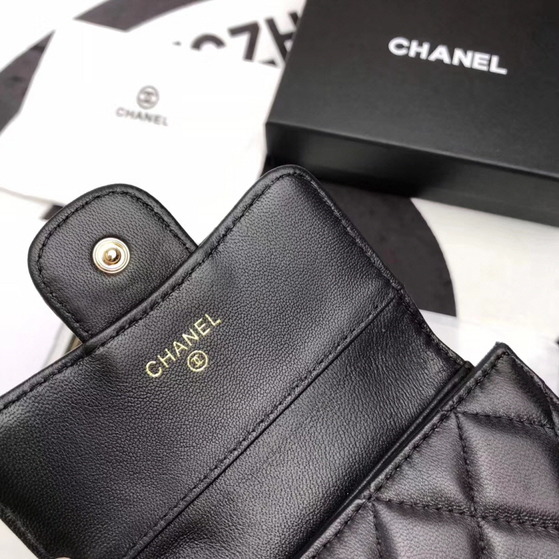 Chanel 2020 여성용 램스킨 클래식 반지갑 블랙,핑크베이지