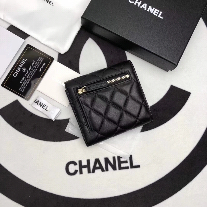 Chanel 2020 여성용 램스킨 클래식 반지갑 블랙,핑크베이지