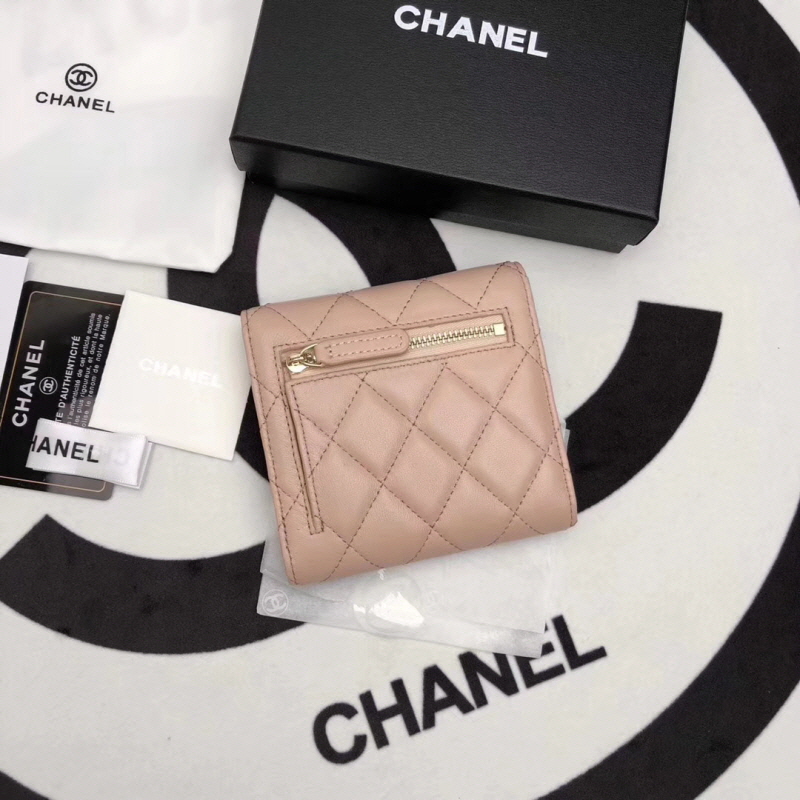 Chanel 2020 여성용 램스킨 클래식 반지갑 블랙,핑크베이지